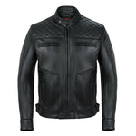 Mens Diamond Black & Brown Leather Motorcycle Jacket Cowhide