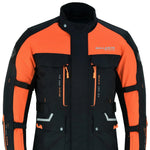 Textile Black & Orange Biker Long Motorcycle Jacket
