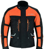 Textile Black & Orange Biker Long Motorcycle Jacket