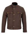 Classic Moto Waxed Cotton Motorcycle Jacket Textile Biker in Brown, Red, Black or Green