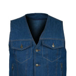Blue Denim Jeans Waistcoat Vest Biker Motorcycle Fashion Fabric Textile Gilet