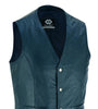 Mens Snap Button Navy Leather Classic Soft Leather Vest Waistcoat