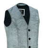 Mens Coat Button Dirty Grey Leather Classic Soft Leather Vest Waistcoat