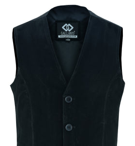 Soft Black Suede Classic Mens Leather Vest Waistcoat