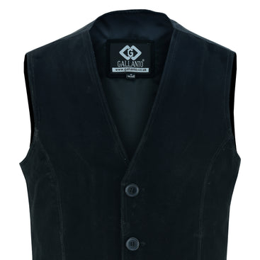 Soft Black Suede Classic Mens Leather Vest Waistcoat