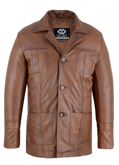 Men’s Vintage Brown Leather Blazer Jacket – Retro Sam Tyler Style