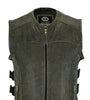 Stonewash Premium Perforated Leather Motorcycle Vest Waistcoat Cowhide SWAT