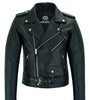 Mens Cowhide Silver Zip Brando Biker Motorcycle Real Leather Jacket