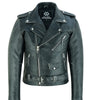 Mens Stonewash CrossZip Brando Biker Motorcycle Real Leather Jacket