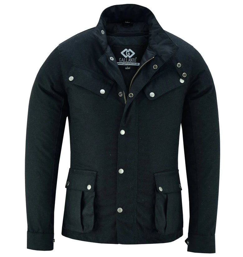 thumbnail image 2 of Gallanto Wax Cotton Motorcycle Biker Jacket - Waterproof, Armoured (Brown, Men's S-4XL) 2 of 6