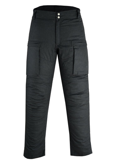 Waxed Cotton Motorcycle Trousers Waterproof CE Armoured Cargo Riding Pants