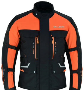 Textile Black & Orange Biker Long Motorcycle Jacket