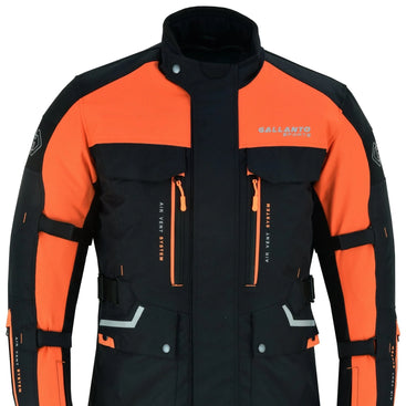 Textile Black & Orange Biker Long Motorcycle Jacket