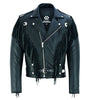 Vintage Black Fringe Leather Motorcycle Jacket - Tassle Concho Premium Biker