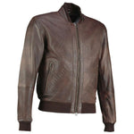 Brown Bomber Vintage Perforated  Motorcycle Leather Jacket