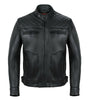 Mens Diamond Black & Brown Leather Motorcycle Jacket Cowhide