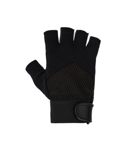 Premium Black Leather & Mesh Fingerless Gloves – Breathable Gym, Cycling & Driving Gloves
