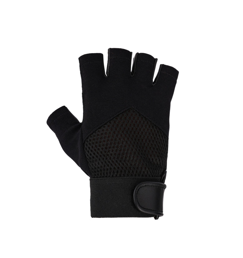 Premium Black Leather & Mesh Fingerless Gloves – Breathable Gym, Cycling & Driving Gloves