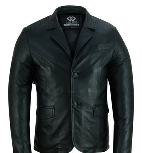 Men's 2 Button Single Breast Style Leather Blazer Jacket