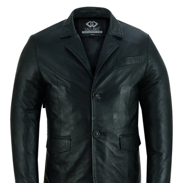 Men's 2 Button Single Breast Style Leather Blazer Jacket
