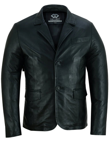 Men's 2 Button Single Breast Style Leather Blazer Jacket