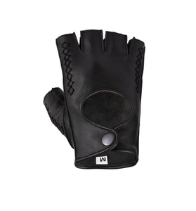 Unisex Premium Nappa Leather Fingerless Gloves Woven Design Cycling, Gym & Driving Gloves