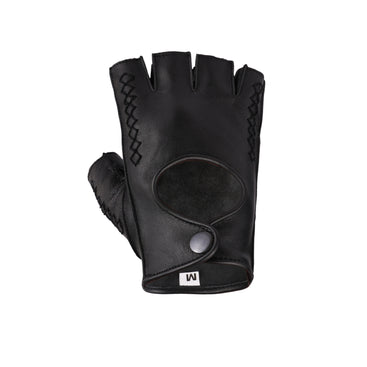 Unisex Premium Nappa Leather Fingerless Gloves Woven Design Cycling, Gym & Driving Gloves