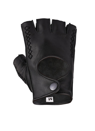 Unisex Premium Nappa Leather Fingerless Gloves Woven Design Cycling, Gym & Driving Gloves