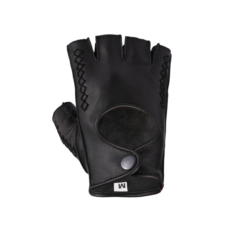 Unisex Premium Nappa Leather Fingerless Gloves Woven Design Cycling, Gym & Driving Gloves