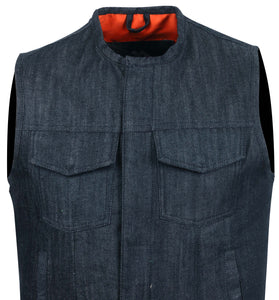 Cut off Black Denim Mens Vest Waiscoat-Gilet Biker Motorcycle Son of Anarchy