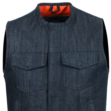 Cut off Black Denim Mens Vest Waiscoat-Gilet Biker Motorcycle Son of Anarchy