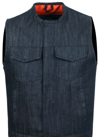Cut off Black Denim Mens Vest Waiscoat-Gilet Biker Motorcycle Son of Anarchy
