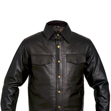 Mens Brown Leather Long Sleeve Fashion Shirt