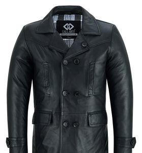 Vintage Double Breasted Men’s Leather Jacket Black & Brown