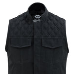 Sons of Anarchy Black Denim Vest Gilet Waistcoat Diamond Quilted Stitch