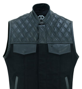 Sons of Anarchy Black Denim & Leather Vest Gilet Waistcoat Diamond