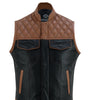 Sons of Anarchy Tan & Black Vest Gilet Waistcoat Diamond Quilted Stitch