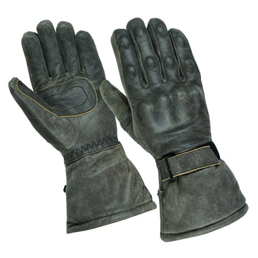Stonewash Motorcycle Armoured Thinsulate Leather Winter Long Gloves Biker