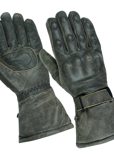 Stonewash Motorcycle Armoured Thinsulate Leather Winter Long Gloves Biker