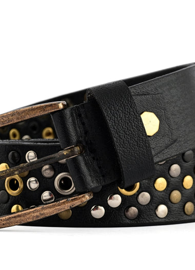 Men’s Punk Rock Studded Genuine Leather Belt Multi Rivet Designer Style