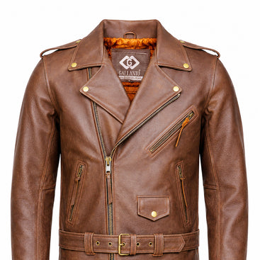 Classic Brando Men’s Vintage Brown Leather Motorcycle Jacket