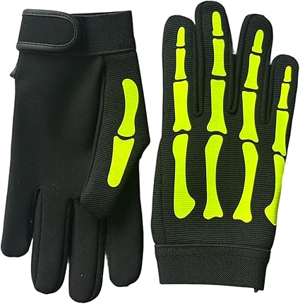 Neon Skeleton Hi-Vis Mechanics Gloves – Glow Safety Grip