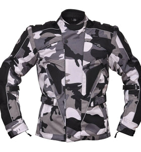 Camouflage Textile Military Motorcycle Armoured Biker Jacket in Gray or Green
