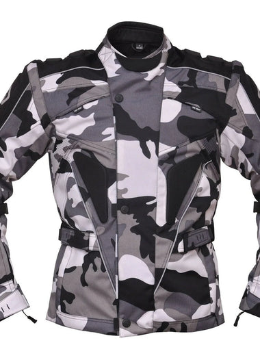 Camouflage Textile Military Motorcycle Armoured Biker Jacket in Gray or Green