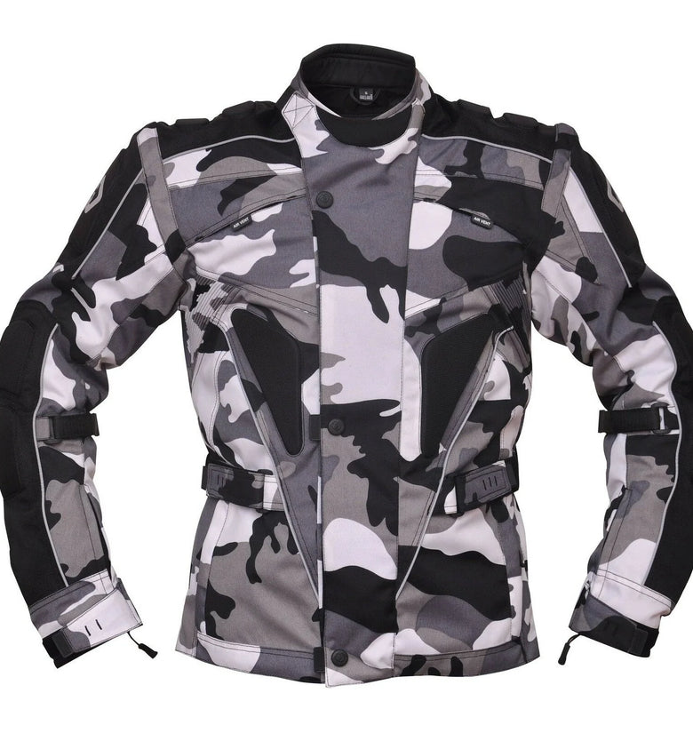 Camouflage Textile Military Motorcycle Armoured Biker Jacket in Gray or Green
