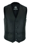 Harley Style Classic Motorcycle Leather Waistcoat in Black and Tan