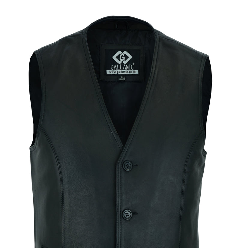 Harley Style Classic Motorcycle Leather Waistcoat in Black and Tan