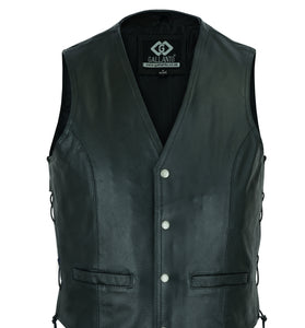 Classic Men’s Leather Waistcoat with Side Lace