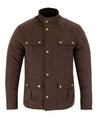 0756 Men's Classic Waxed Cotton Motorcycle Long Jacket in Brown, Green or Black