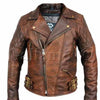 106 Classic Diamond Vintage Antique Brown Leather Jacket